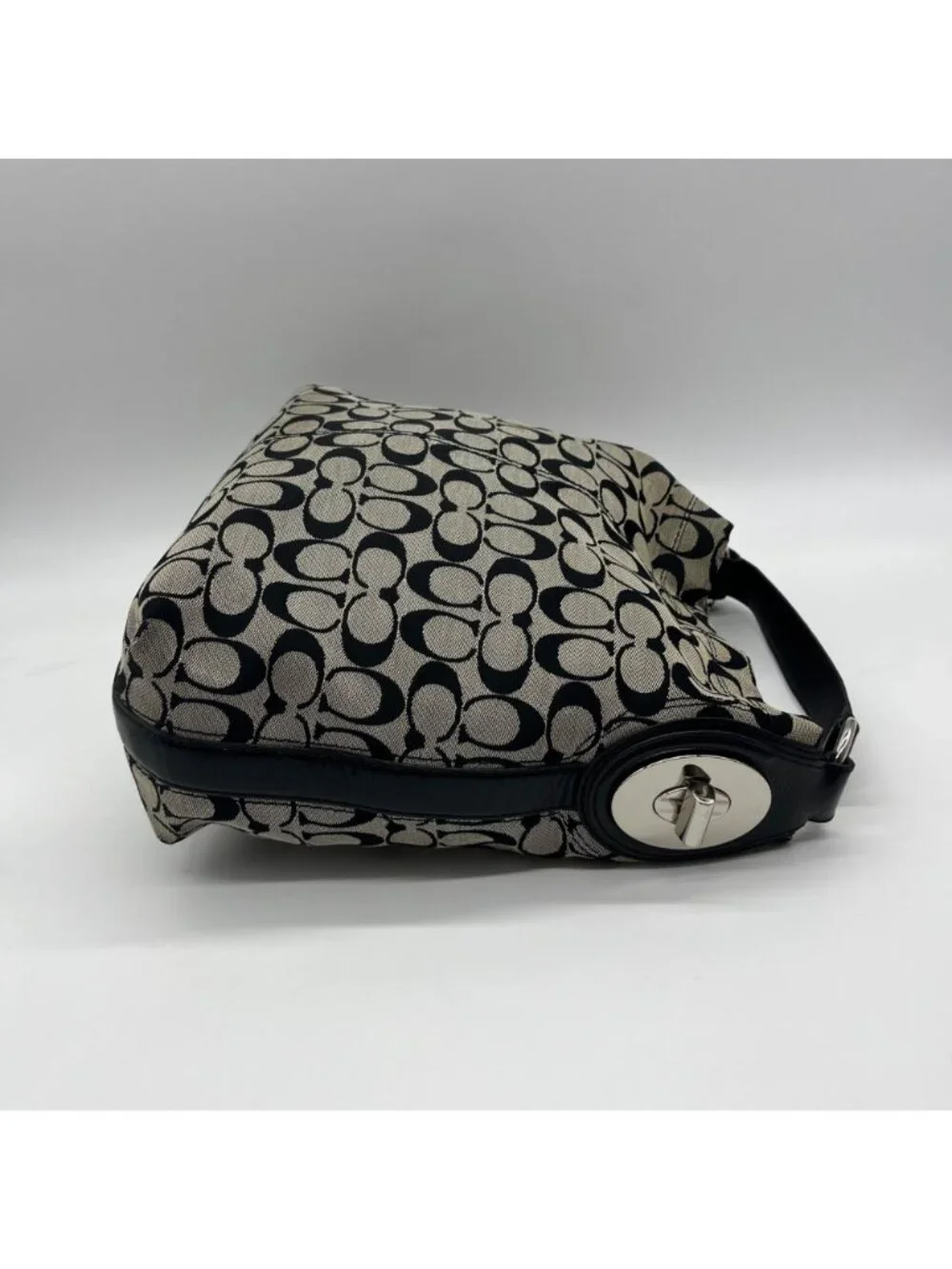 Coach Grey Signature Canvas Hobo Shoulder Bag F16538